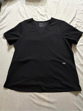 FIGS Technical Collection Women’s Black Scrub Top XXL V-Neck Medical Nurse